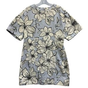Anthropologie Dhruv Kapoor Floral Denim Mini Dress Short Sleeve Designer M